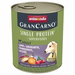 Animonda GranCarno Superfoods Adult 24 X 800g -Zooplus Sales Shop 130716 pla grancarno lamm amaranth cranberries lachsoel 800g hs 01 4