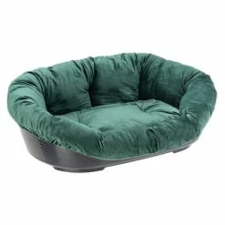Ferplast Siesta Deluxe Black Dog Bed With Cover – Green Velvet