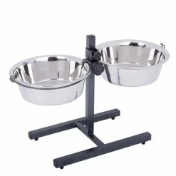 Dog Bowl Stand With 2 Stainless Steel Bowls