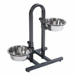 U-Shaped Dog Bowl Stand With Stainless Steel Bowls