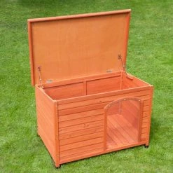 Woody Flat-Roofed Dog Kennel (incl. Free Plastic Door) -Zooplus Sales Shop 331566 hundeh tte woddy inkl tuer offen 3