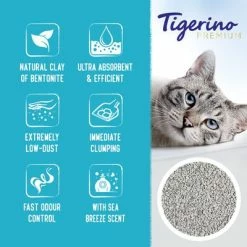 Tigerino Special Edition / Premium Cat Litter - Sea Breeze -Zooplus Sales Shop 3 tigerino boards benefits premium seabreeze en 1000x1000 5