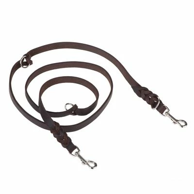 Heim Plaited Leather Double Dog Lead - Brown 4 Heim Plaited Leather Double Dog Lead - Brown - Image 2