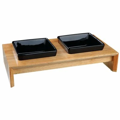 Trixie Ceramic & Wood Feeding Bowl Set 3 Trixie Ceramic & Wood Feeding Bowl Set