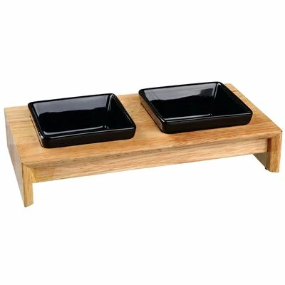 Trixie Ceramic & Wood Feeding Bowl Set 4 Trixie Ceramic & Wood Feeding Bowl Set - Image 2