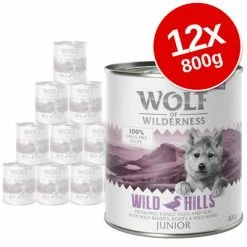 Wolf Of Wilderness Junior "Free-Range" 12 X 800g