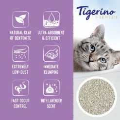 Tigerino Special Edition / Premium Cat Litter - Lavender -Zooplus Sales Shop tigerino boards benefits premium lavander en 1000x1000 2